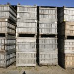 stacks of apple crates by Catherine Stroud