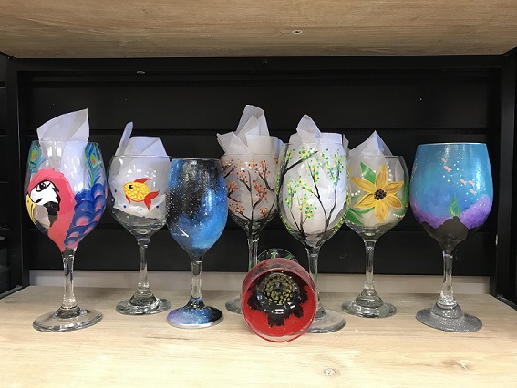 Many Painted Wine Glasses Small Terhune Orchards